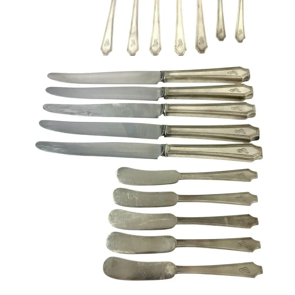 1847 Rogers Bros Silverplate Flatware Lot 32 Pc Monogram C Forks Spoons Knives